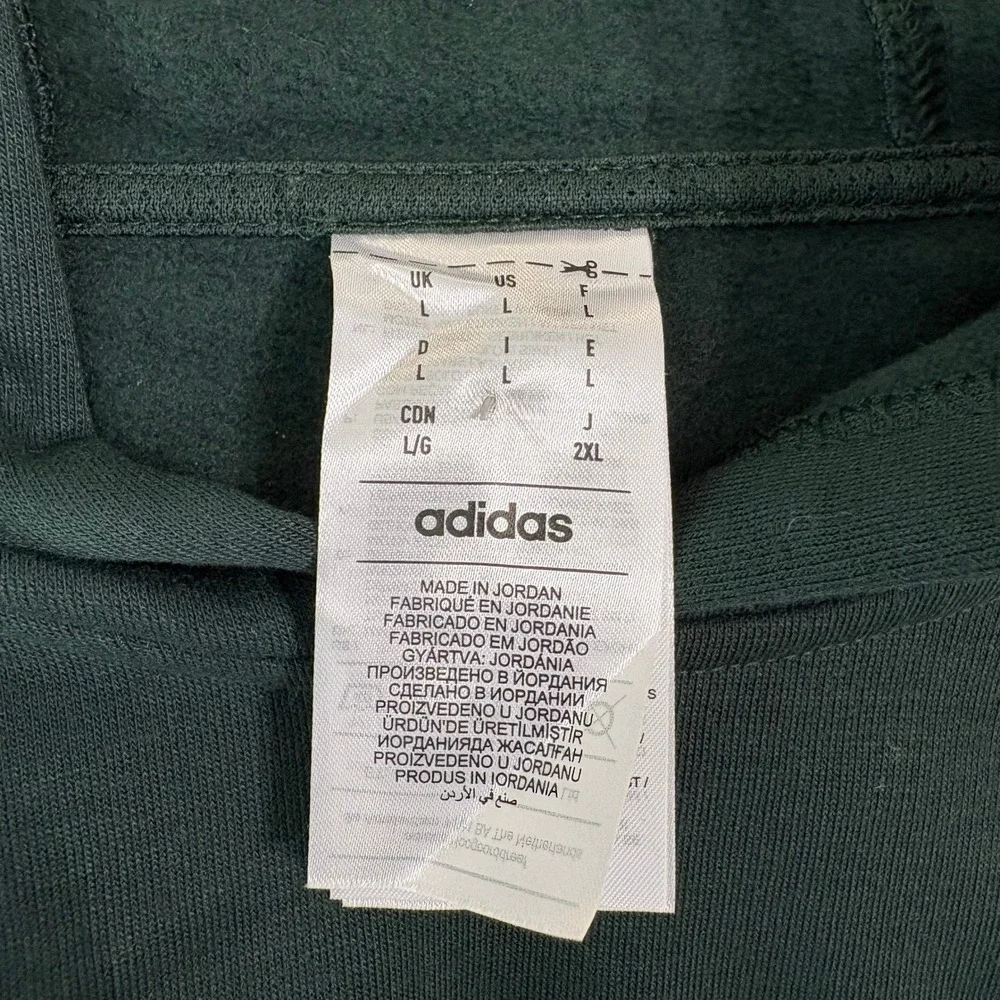 Adidas Hoodie Sweatshirt Men Large‎ Green Pullover Fleece Zipper Pocket Athletic